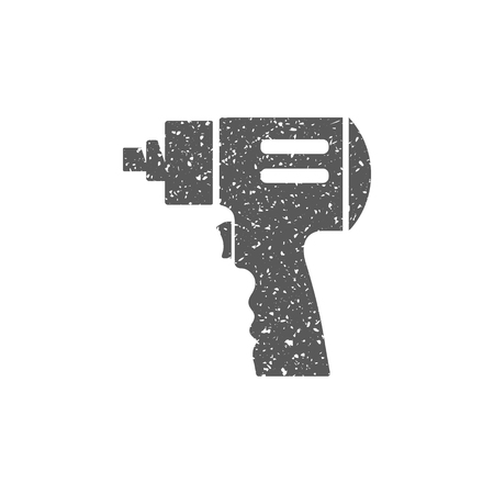 Electric screwdriver icon in grunge texture. Vintage style vector illustration.のイラスト素材
