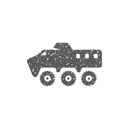 Armored vehicle icon in grunge texture. Vintage style vector illustration.のイラスト素材