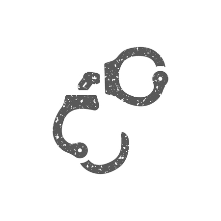 Handcuff icon in grunge texture. Vintage style vector illustration.のイラスト素材