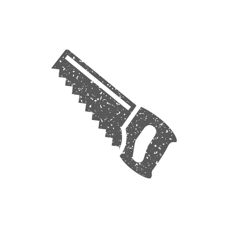 Hand saw icon in grunge texture. Vintage style vector illustration.のイラスト素材