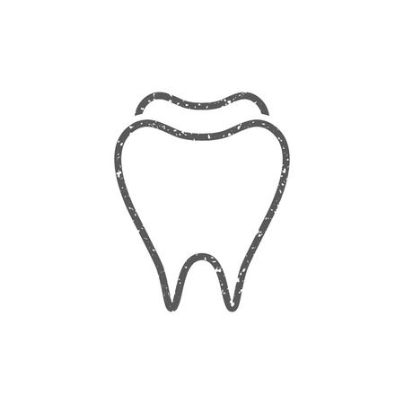 Tooth icon in grunge texture. Vintage style vector illustration.のイラスト素材