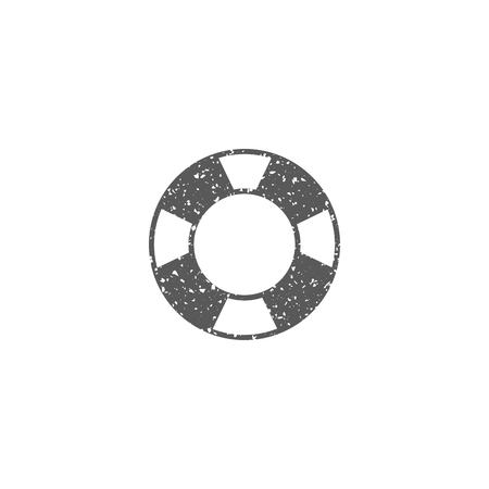 Ring buoy icon in grunge texture. Vintage style vector illustration.のイラスト素材