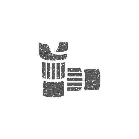 Camera lens icon in grunge texture. Vintage style vector illustration.のイラスト素材