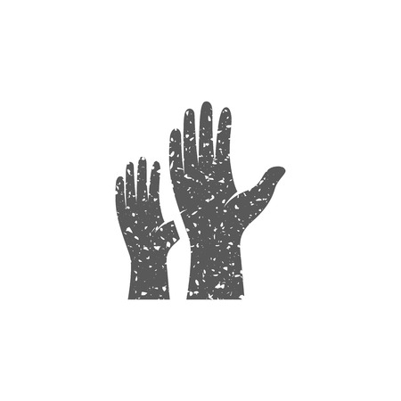 Hands icon in grunge texture. Vintage style vector illustration.のイラスト素材