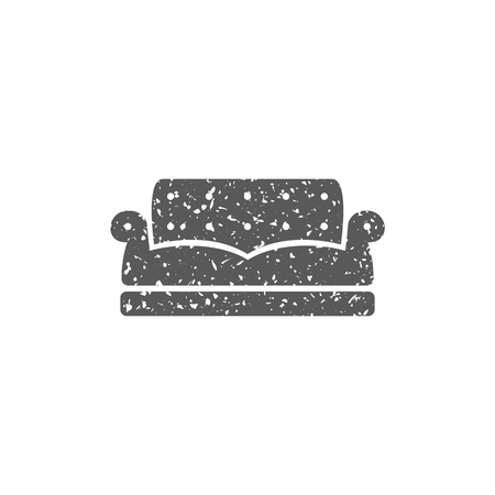 Couch icon in grunge texture. Vintage style vector illustration.のイラスト素材