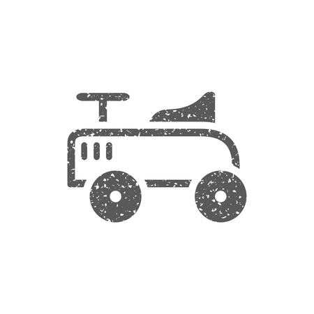 Toy car icon in grunge texture. Vintage style vector illustration.のイラスト素材
