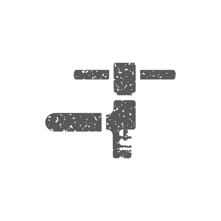 Chain icon in grunge texture. Vintage style vector illustration.のイラスト素材