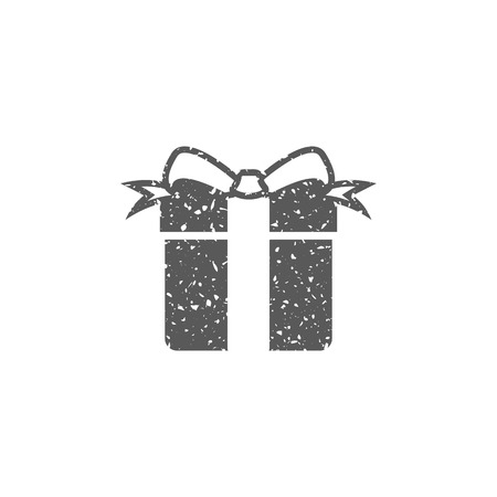 Gift box icon in grunge texture. Vintage style vector illustration.のイラスト素材