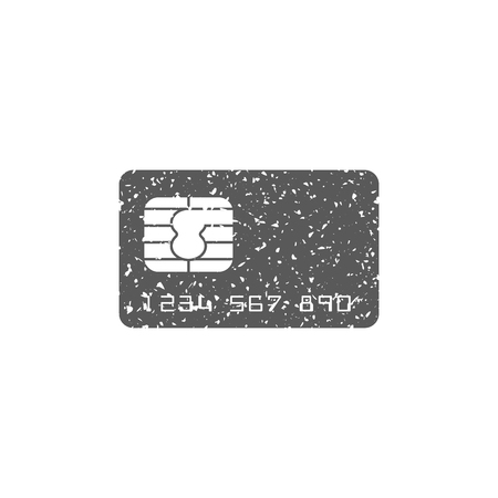 Credit card icon in grunge texture. Vintage style vector illustration.のイラスト素材