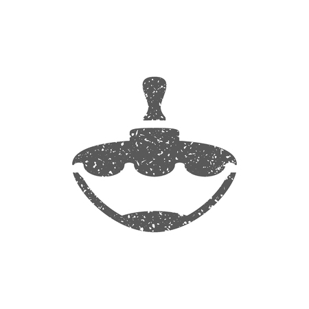 Top toy icon in grunge texture. Vintage style vector illustration.のイラスト素材