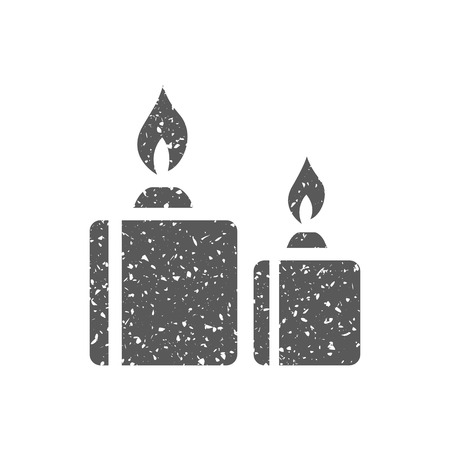 Candles icon in grunge texture. Vintage style vector illustration.のイラスト素材
