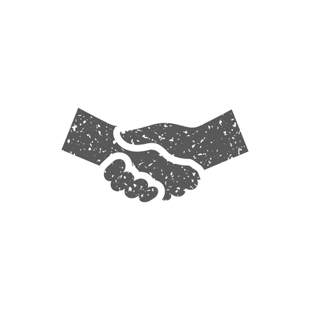 Handshake icon in grunge texture. Vintage style vector illustration.のイラスト素材