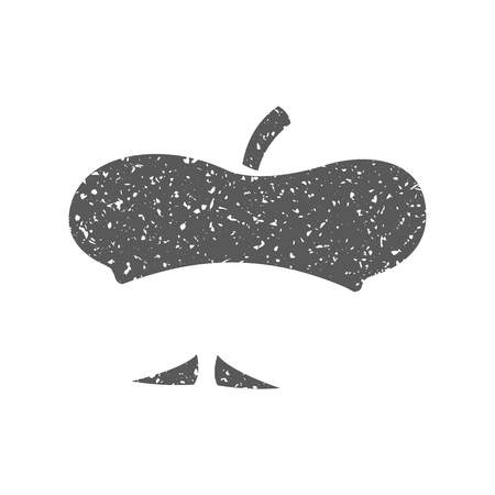 Painting artist beret and mustache icon in grunge texture. Vintage style vector illustration.のイラスト素材