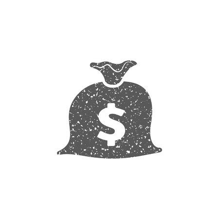 Money sack icon in grunge texture. Vintage style vector illustration.のイラスト素材