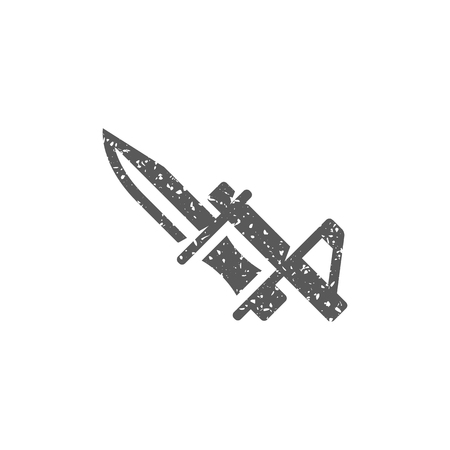 Bayonet knife icon in grunge texture. Vintage style vector illustration.のイラスト素材