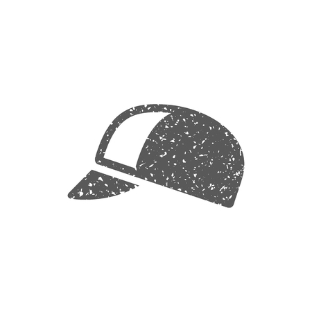 Cycling hat icon in grunge texture. Vintage style vector illustration.のイラスト素材