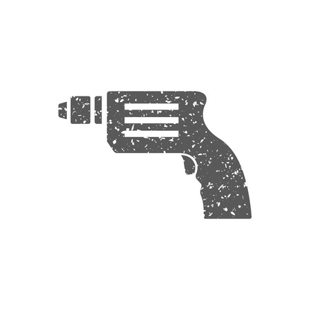 Electric drill icon in grunge texture. Vintage style vector illustration.のイラスト素材