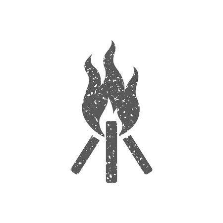 Camp fire icon in grunge texture. Vintage style vector illustration.のイラスト素材