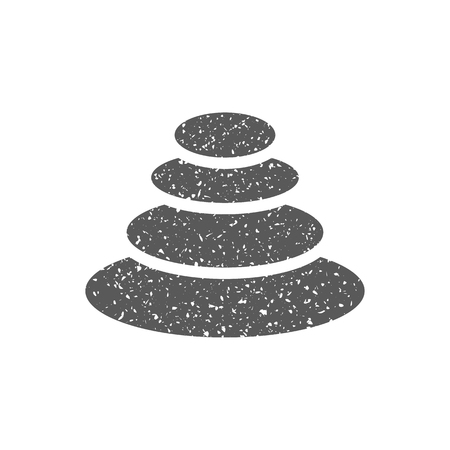 Stacked stone icon in grunge texture. Vintage style vector illustration.のイラスト素材