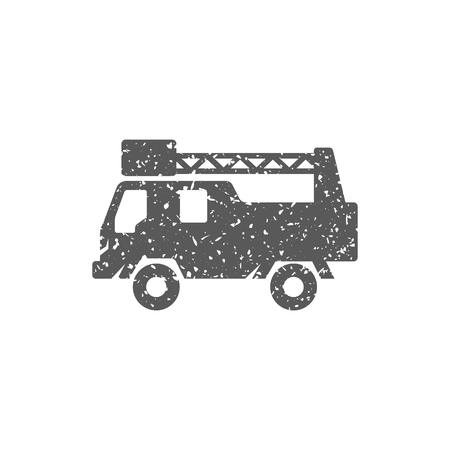 Fireman car icon in grunge texture. Vintage style vector illustration.のイラスト素材