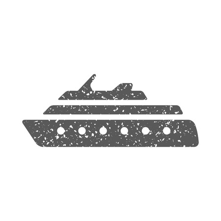 Cruise ship icon in grunge texture. Vintage style vector illustration.のイラスト素材