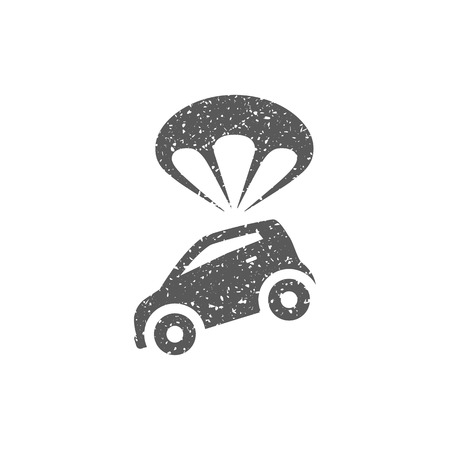 Car parachute icon in grunge texture. Vintage style vector illustration.のイラスト素材