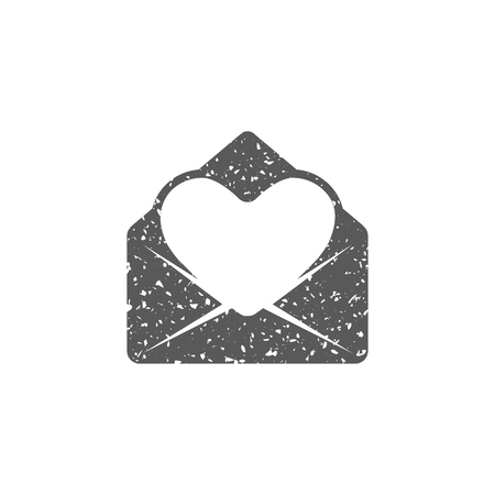Envelope with heart icon in grunge texture. Vintage style vector illustration.のイラスト素材