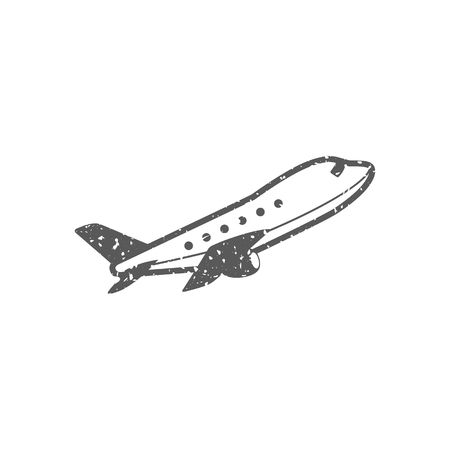 Airplane icon in grunge texture. Vintage style vector illustration.のイラスト素材