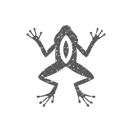 Lab frog icon in grunge texture. Vintage style vector illustration.のイラスト素材