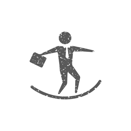 Businessman challenge icon in grunge texture. Vintage style vector illustration.のイラスト素材