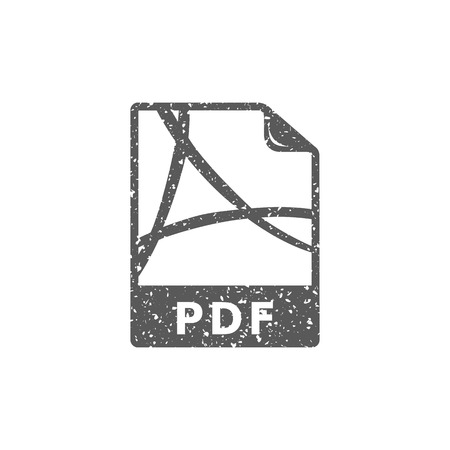Portable document file format icon in grunge texture. Vintage style vector illustration.のイラスト素材
