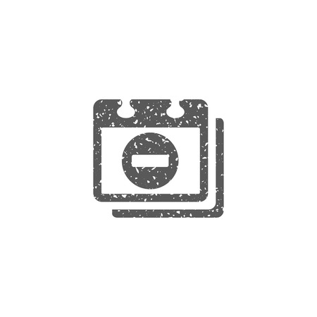 Calendar with minus sign icon in grunge texture. Vintage style vector illustration.のイラスト素材