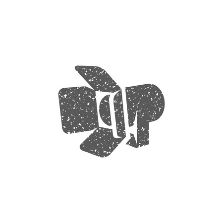 Studio lighting icon in grunge texture. Vintage style vector illustration.のイラスト素材