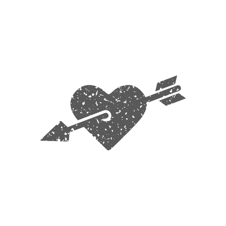Arrow heart icon in grunge texture. Vintage style vector illustration.のイラスト素材