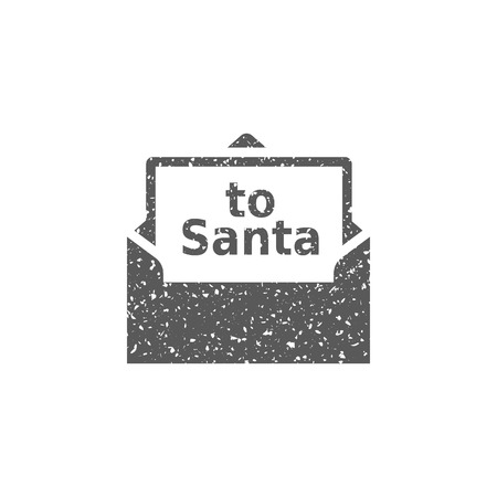 Letter Santa icon in grunge texture. Vintage style vector illustration.のイラスト素材