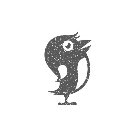 Tweet bird icon in grunge texture. Vintage style vector illustration.のイラスト素材