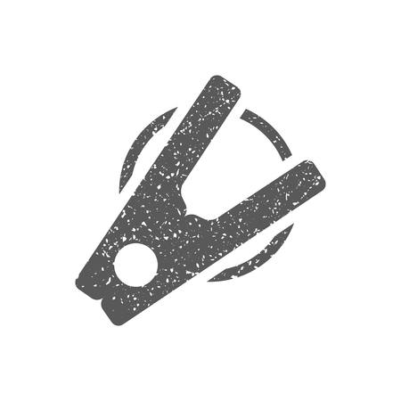 Clothes peg icon in grunge texture. Vintage style vector illustration.のイラスト素材