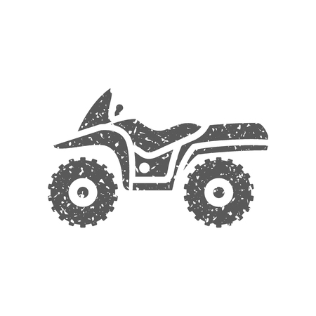 All terrain vehicle icon in grunge texture. Vintage style vector illustration.のイラスト素材