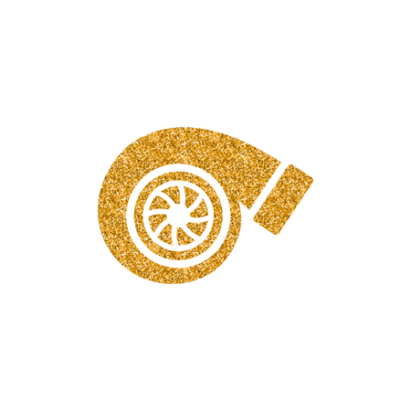 Turbo charger icon in gold glitter texture. Sparkle luxury style vector illustration.のイラスト素材