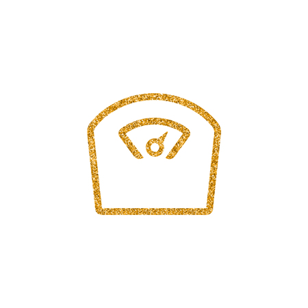 Fishing scale icon in gold glitter texture. Sparkle luxury style vector illustration.のイラスト素材
