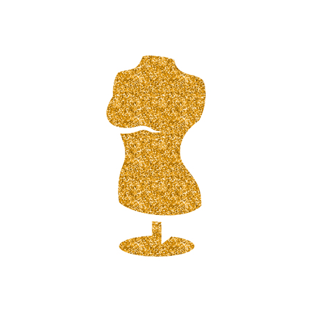 Mannequin icon in gold glitter texture. Sparkle luxury style vector illustration.のイラスト素材