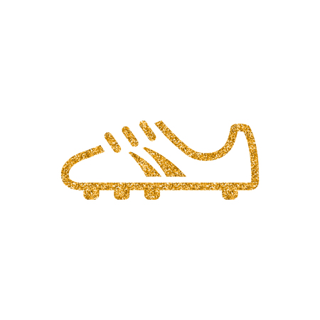 Soccer Shoe icon in gold glitter texture. Sparkle luxury style vector illustration.のイラスト素材