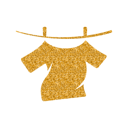 Clothes hang icon in gold glitter texture. Sparkle luxury style vector illustration.のイラスト素材