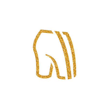 Cycling pants icon in gold glitter texture. Sparkle luxury style vector illustration.のイラスト素材