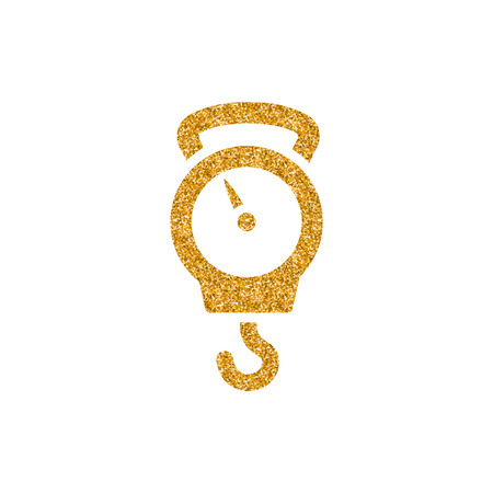 Fishing scale icon in gold glitter texture. Sparkle luxury style vector illustration.のイラスト素材