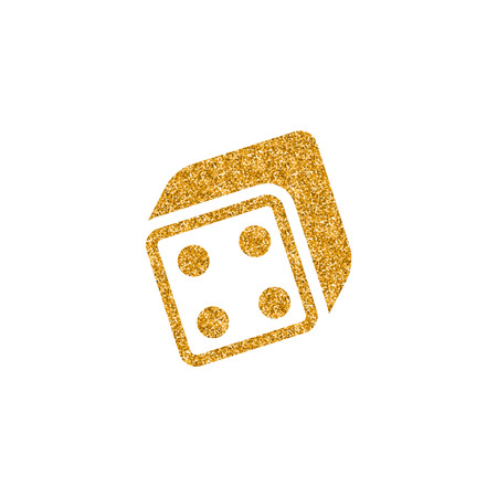 Dice icon in gold glitter texture. Sparkle luxury style vector illustration.のイラスト素材