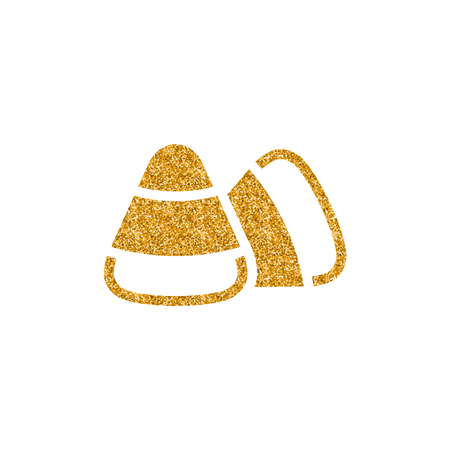 Candy icon in gold glitter texture. Sparkle luxury style vector illustration.のイラスト素材