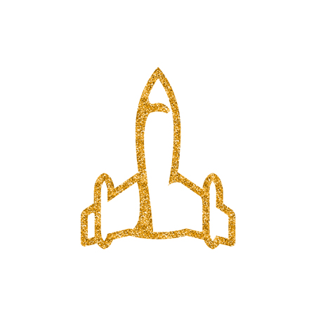 Stealth bomber  icon in gold glitter texture. Sparkle luxury style vector illustration.のイラスト素材