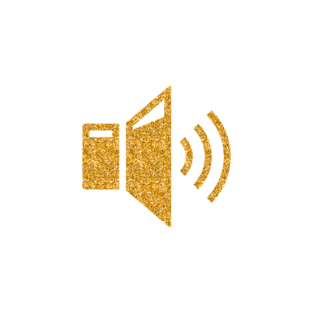 Audio volume icon in gold glitter texture. Sparkle luxury style vector illustration.のイラスト素材