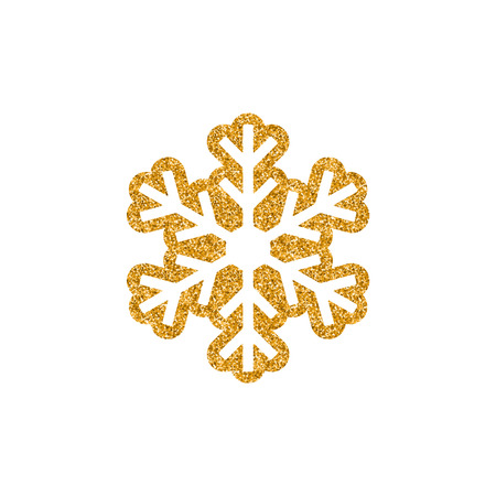 Snowflake icon in gold glitter texture. Sparkle luxury style vector illustration.のイラスト素材